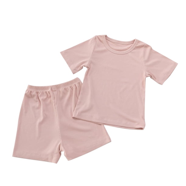 Odeerbi 1-4 Años Niños Niñas Pijama de Verano de Algodón de Manga Corta Conjunto de Pantalones Cortos Ropa de Dormir Suave Ropa de Casa Conjunto de Pijama