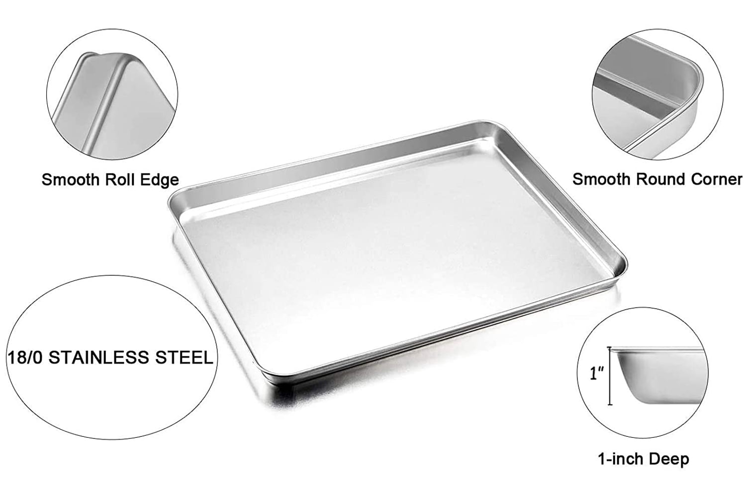 Baking Sheet Pan Set of 2, Vesteel Stainless Steel 16 x 12 inch Half Cookie  Baking Pans, Rectangle Oven Trays for Cooking, Textured Surface 