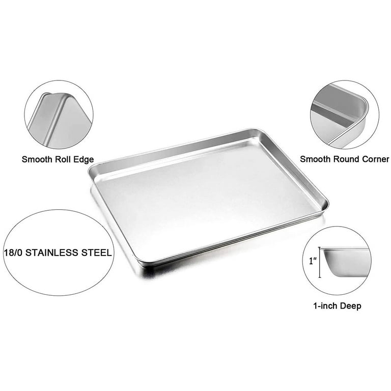  Wildone Baking Sheet Set of 2 - Stainless Steel Cookie Sheet  Baking Pan, Size 16 x 12 x 1 inch, Non Toxic & Heavy Duty & Mirror Finish &  Rust Free