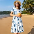 thumbnail image 4 of Balery Penguin Winter Fun Vestidos sueltos de manga corta para mujer, vestidos de verano 2025, vestidos casuales de corte A con vuelo., 4 of 6