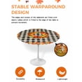 thumbnail image 2 of Round Fitted Tablecloths with Elastic Edge Fall Maple Leaf Thanksgiving Orange Pumpkin Waterproof Wipeable Table Cover for Kitchen Dining Party Decor Retro Black Plaid Table Clothes,45" - 54", 2 of 6