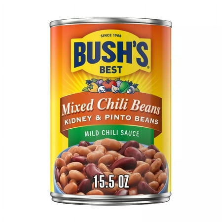 Bush's Mixed Pinto & Kidney Beans in Medium Chili Sauce 15.5oz (Pack of 6)