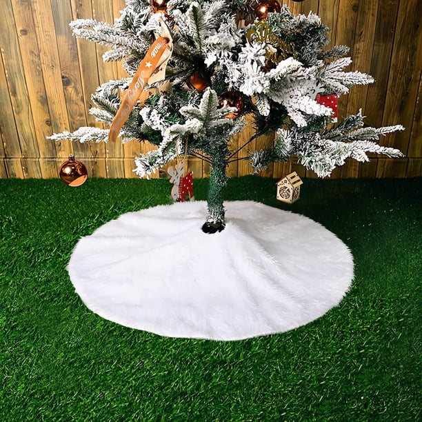 Nueva falda para árbol de Navidad de pelo largo con forma de gota de agua de color blanco sólido, decoraciones para fiestas, suministros para árboles de Navidad, falda para árbol de Navidad Akmoler