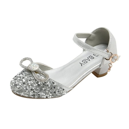 

FRSASU Kids Sandals Clearance Toddler Infant Kid Crystal Bling Bowknot Princess Dance Shoes Sandals Silver 13.5(30)