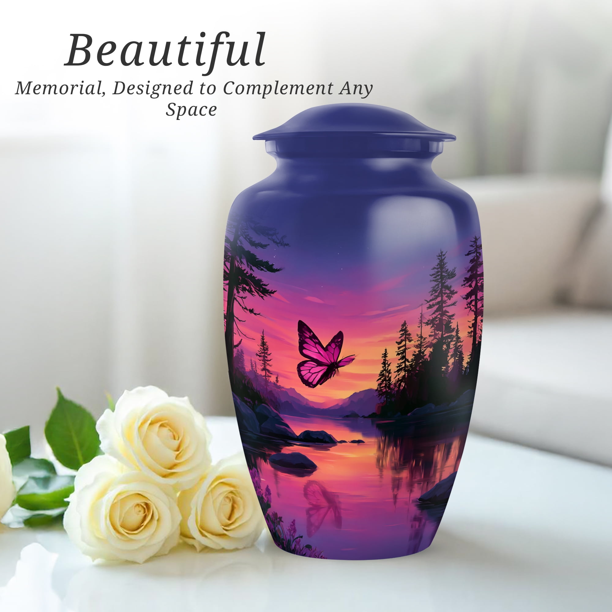 Butterfly Urns For Ashes Adult Female Mother - Adult Urns For Human Ashes Women - Blue Urn For Human Ashes Male - Large Decorative Urn For Man And Woman, 10 Inch