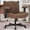 Brown, variant on Criss Cross Legged Chair with Wheels and Flip-up Arms, Ergonomic Wide Seat Computer Desk Chair, Comfortable Home Office Computer Chair 300lbs