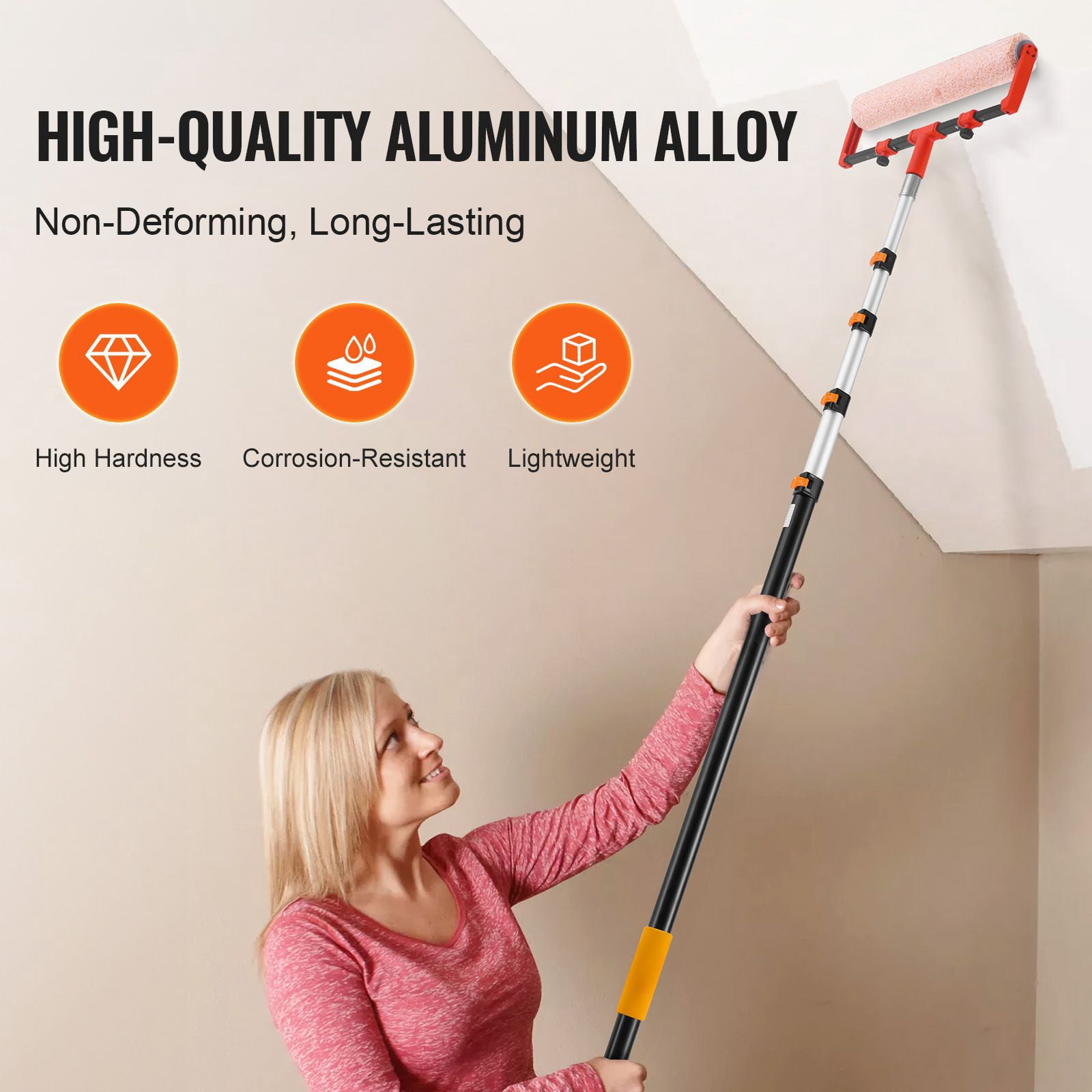 Telescoping Pole, 6 to 24 FT Pole, Extension Multi-Purpose Pole, Sturdy Aluminum Alloy Paint Extendable Pole with Flip-Lock Design, Telescopic Pole for Painting, Dusting and Cleaning