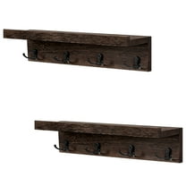 Oumilen 4 Hook Coat Hook Floating Wall Mounted Shelves, 2 Count, 10 lb Limit