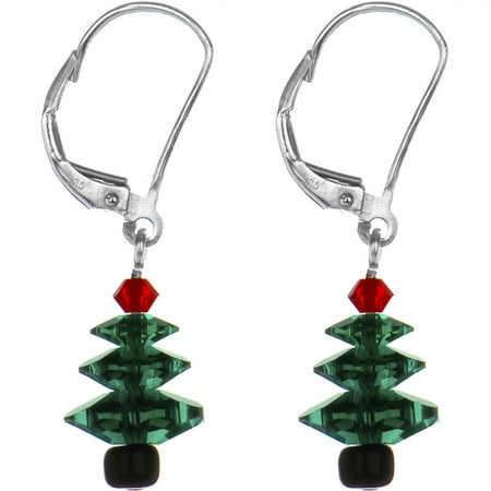 Christmas Tree Earrings Created with Swarovski