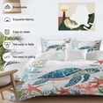 thumbnail image 4 of Teal Red Coastal Bedding 3 Piece Duvet Cover Set Queen Size, Summer Beach Turtle Starfish Nautical Soft Microfiber Comforter Cover with Zipper Closure & Pillowcases, FadeResistant Quilt Cover, 4 of 9