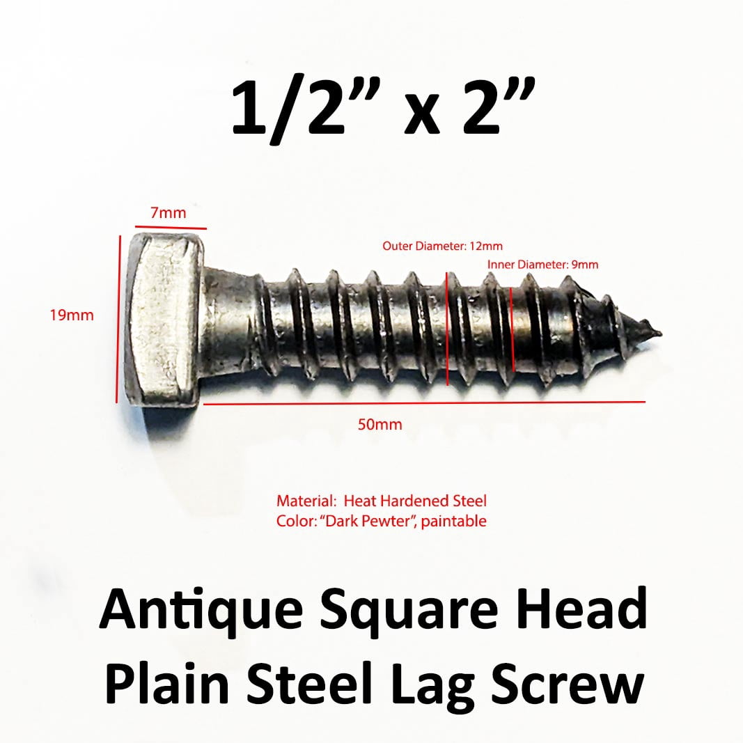 (25) 1/2" x 2" Lag Screws Antique Square