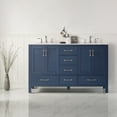 thumbnail image 5 of Vinnova Gela 60" Double Vanity in Blue with Carrara White Marble Countertop, 5 of 5