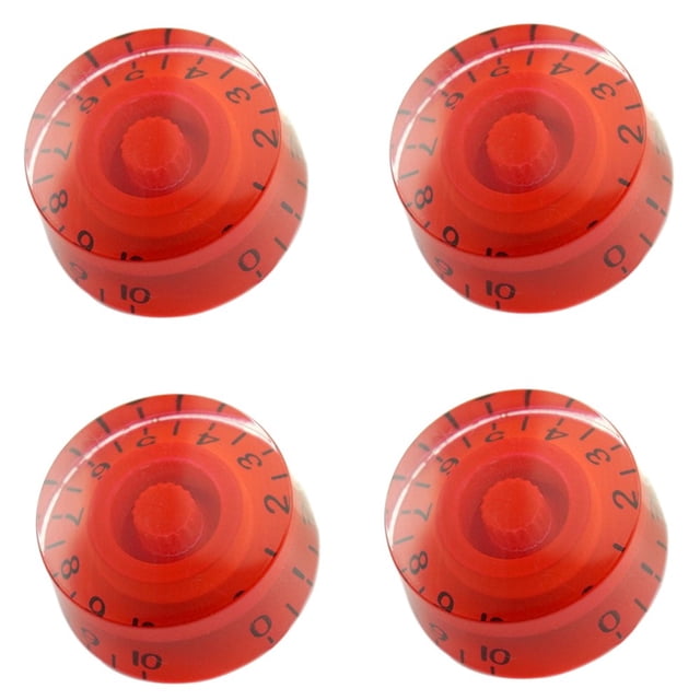 Luckyn 4 Pcs Multi Color LP Electric Guitar Volume Tone Knob Top Hat Speed Control Guitar Knobs Red