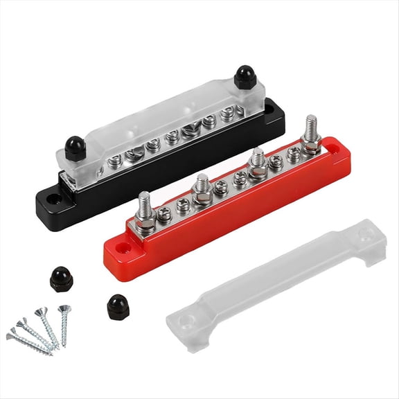 Rollbacks & More 2 PCS Power Distribution Block, 150A 12V DC Professional Bus Bar with Cover and Screws, Battery Busbar Terminal Block