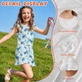thumbnail image 5 of ZIATUBLE4S Sea Turtle Print Girls Summer Romper Ruffle Cap Sleeves One-Piece Short Jumpsuit Soft Comfort Kids Casual Playsuit with Pockets for 5-6 Y, 5 of 6