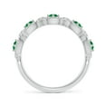 thumbnail image 2 of ANGARA Natural Art Deco Style Emerald Scalloped Anniversary Ring in 14K White Gold for Women (Size-2.4mm) | May Birthstone, Birthday, Anniversary, Jewelry Gift for Women | Natural Emerald Ring, 2 of 9