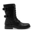 thumbnail image 4 of BURUDANI Women's Ankle Bootie Winter Lace up Mid Calf Military Combat Boots, 4 of 6