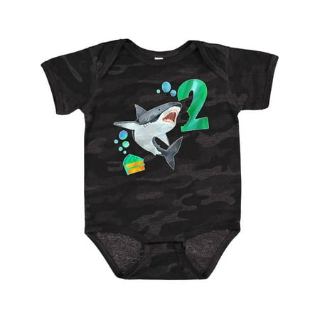 

Inktastic Second Birthday Shark with Cake Gift Baby Boy or Baby Girl Bodysuit