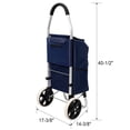 thumbnail image 3 of 40L Heavy Duty Foldable Shopping Cart for Laundry, Groceries, Travel, Beach, Camping & Picnic - Oxford Waterproof Liner, 1 Main + 4 Side Pockets, Silent Wheels, Blue, 3 of 9