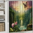 thumbnail image 5 of Landscape Butterfly Shower Curtain Sets with Rugs 4 Piece Rustic, 5 of 8