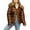 Coffee, variant on Womens Winter Hooded Jacket Pure Color Fashion Faux-Fur Collar Down Short Puffer Coat Warm Zippered Pockets Windproof Outdoor Commuter Travel Casual