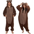 thumbnail image 1 of ¡Onesie Funziez! Disfraz de oso sherpa para Halloween con forma de animal adulto, 1 of 8