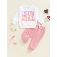 thumbnail image 5 of Aojekbee Little Girls Boys Birthday Outfits Long Sleeve Letter Print Tops Drawstring Pants Sets, 5 of 10