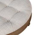 thumbnail image 2 of Noble House Large Round Tufted Ottoman Coffee Table with Wooden Storage Shelf, Waterproof Farmhouse Upholstered Footstool,Light Gray, 2 of 7