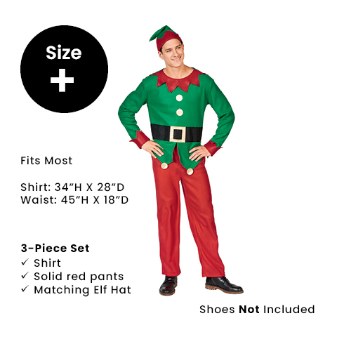 Northlight 45" Red and Green Men's Elf Costume With a Christmas Santa Hat - Plus Size