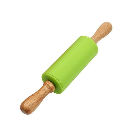 

Wooden Handle Silicone Rollers Rolling Pin Kid Kitchen Cooking Baking Tool