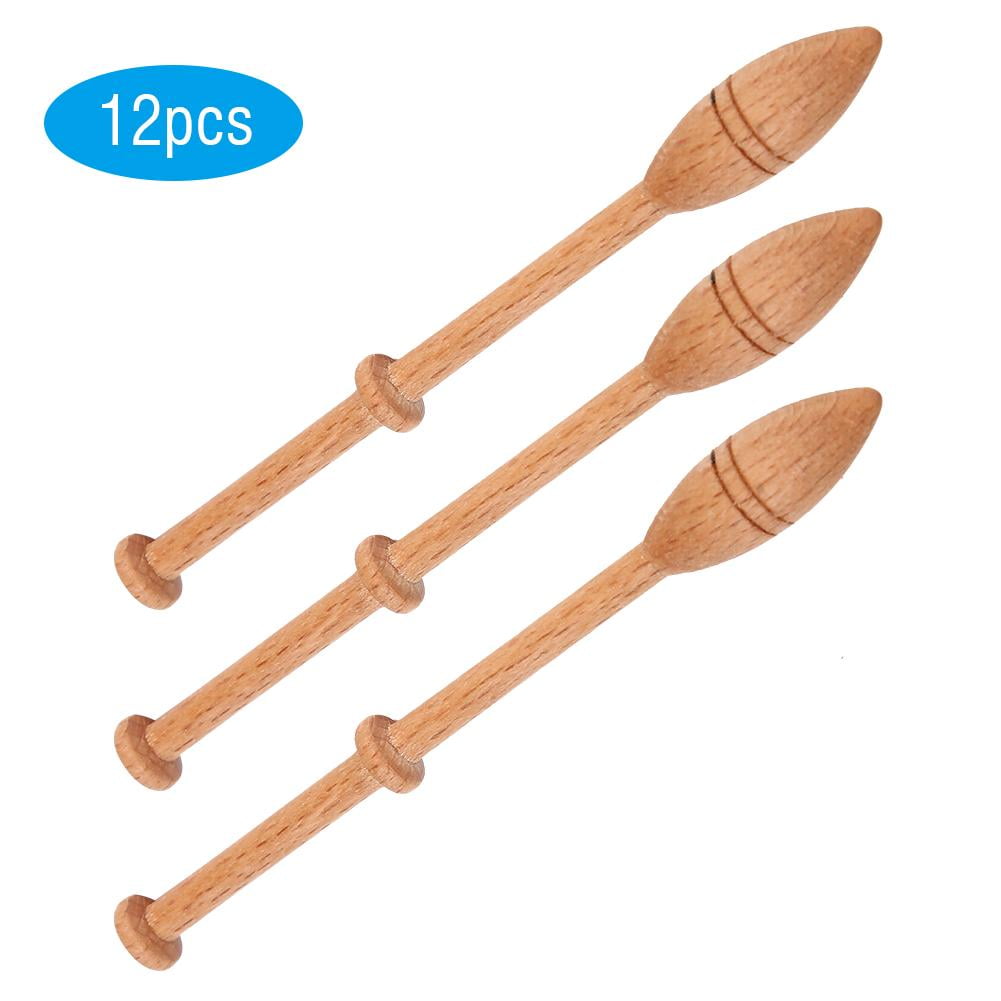 12Pcs Lace Bobbin Wooden Antique Vintage French Artisan Craft