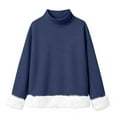 thumbnail image 5 of Chandails d'Automne Grande Taille pour Femmes Mode Décontractée Imprimée Col Roulé Manches Longues Chandail en Molleton Amusant Chandails à Capuchon Marine TG, 5 of 5