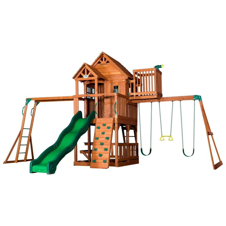 Backyard Discovery Skyfort II Outdoor Wooden Playsets for Kids