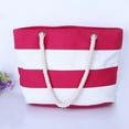 thumbnail image 4 of Dreparja Canvas Tote Summer Striped Beach Bag With Zipper Top Handle Handbag Shoulder Bags Shopping Bag Reusable Grocery Shoulder Bag, 4 of 7