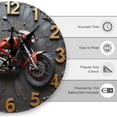 thumbnail image 2 of Wall Clock Decorative - Vintage Red Motorcycle Print 2D Vintage Wall Clocks Battery Operated Silent Non-Ticking for Bedroom, Living Room, Kitchen, Office, Classroom, 10 Inch, 2 of 7