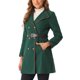 thumbnail image 4 of Abrigo largo de invierno de doble botonadura para mujer con cuello alto y mangas largas en verde oscuro, 4 of 5