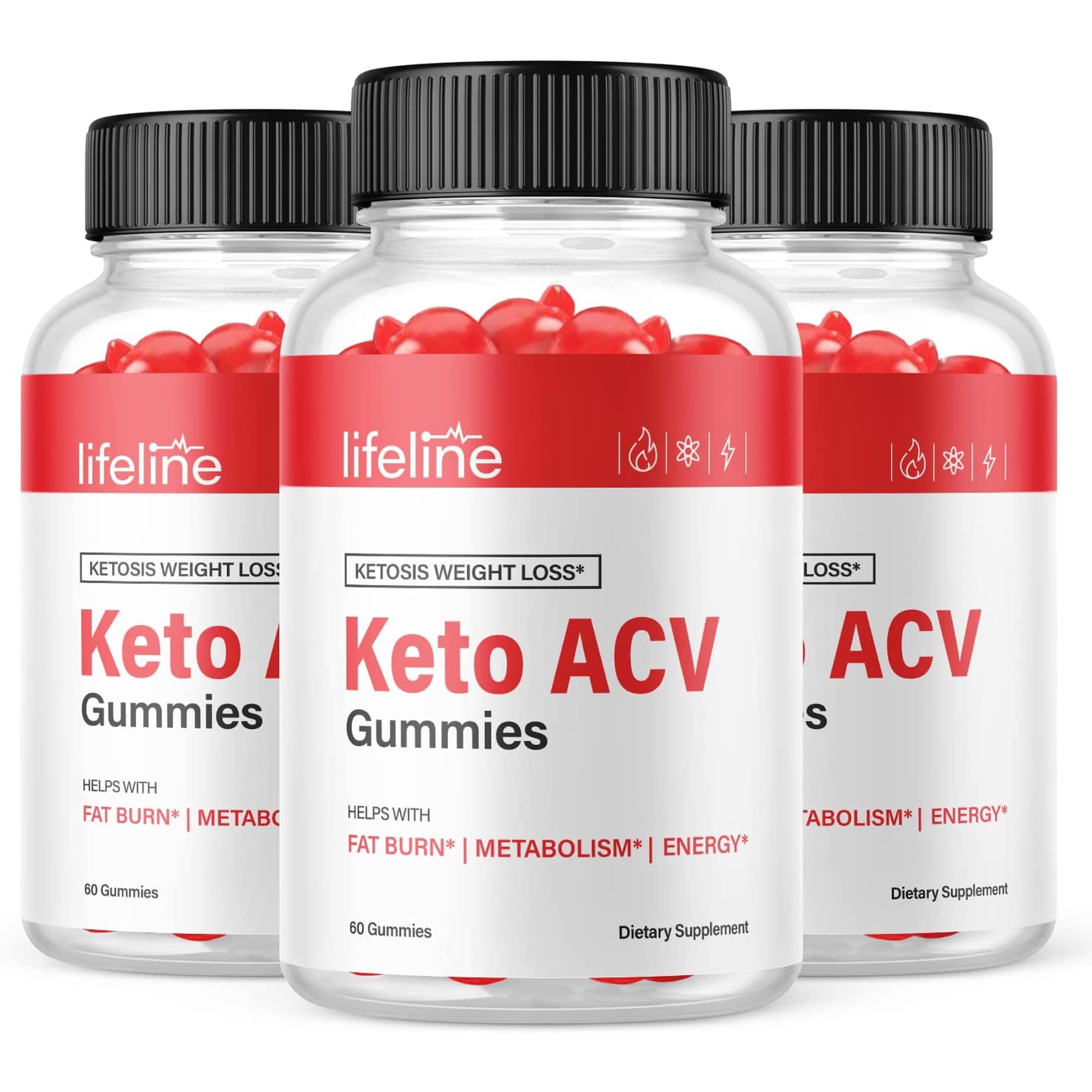 (3 Pack) Lifeline Keto ACV Gummies - Supplement for Weight Loss - Energy & Focus Boosting Dietary Supplements for Weight Management & Metabolism - Fat Burn - 180 Gummies