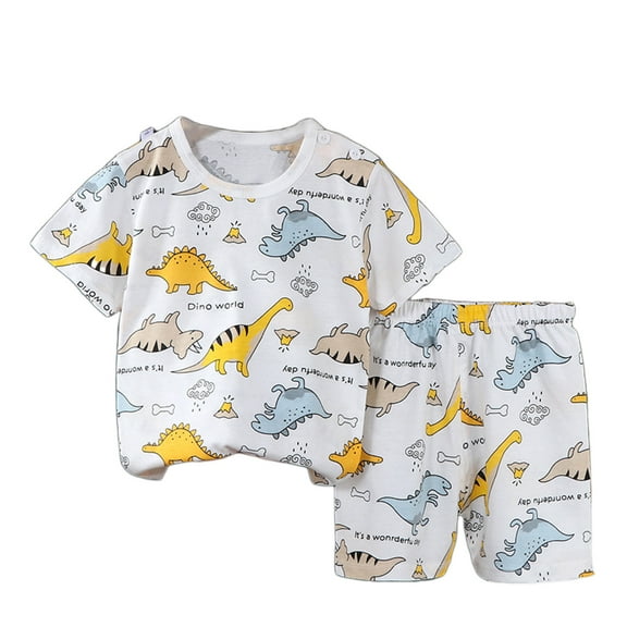 Fesfesfes Boys Summer Outfits Boys Summer Shorts Set Summer Short-sleeved Boys Cotton T-shirt Summer Shorts Two-piece Set 6 Months - 7 Years 4-5 Years