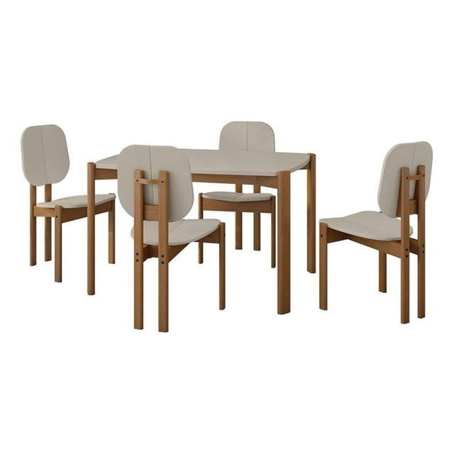 Gales Table à Manger Ronde 47,24 en Bois d'Ingénierie Beige - Ensemble de 5