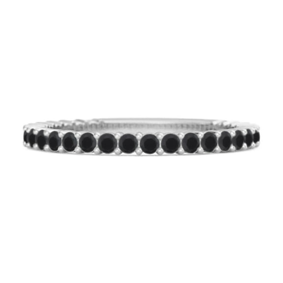 925 Sterling Silver Stacking Women Valentines Day Gifts Ring 0.60 Ct Black Spinel Eternity Raquel