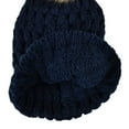 thumbnail image 4 of C.C Thick Cable Knit Faux Fuzzy Fur Pom Fleece Lined Skull Cap Cuff Beanie, Lattice Navy, 4 of 4