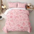 thumbnail image 2 of Manfei Pink Halloween Skull Print Quilt Full for Girls, Kawaii Bow Ghost Full Bedspread Sets, 2 of 7