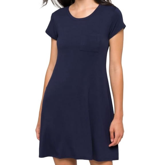 Alison Short Sleeve One Pocket Scoop Neck T-Shirt Dress - Market & Spruce (as1, Alpha, xx_l, Plus, Regular, Navy)