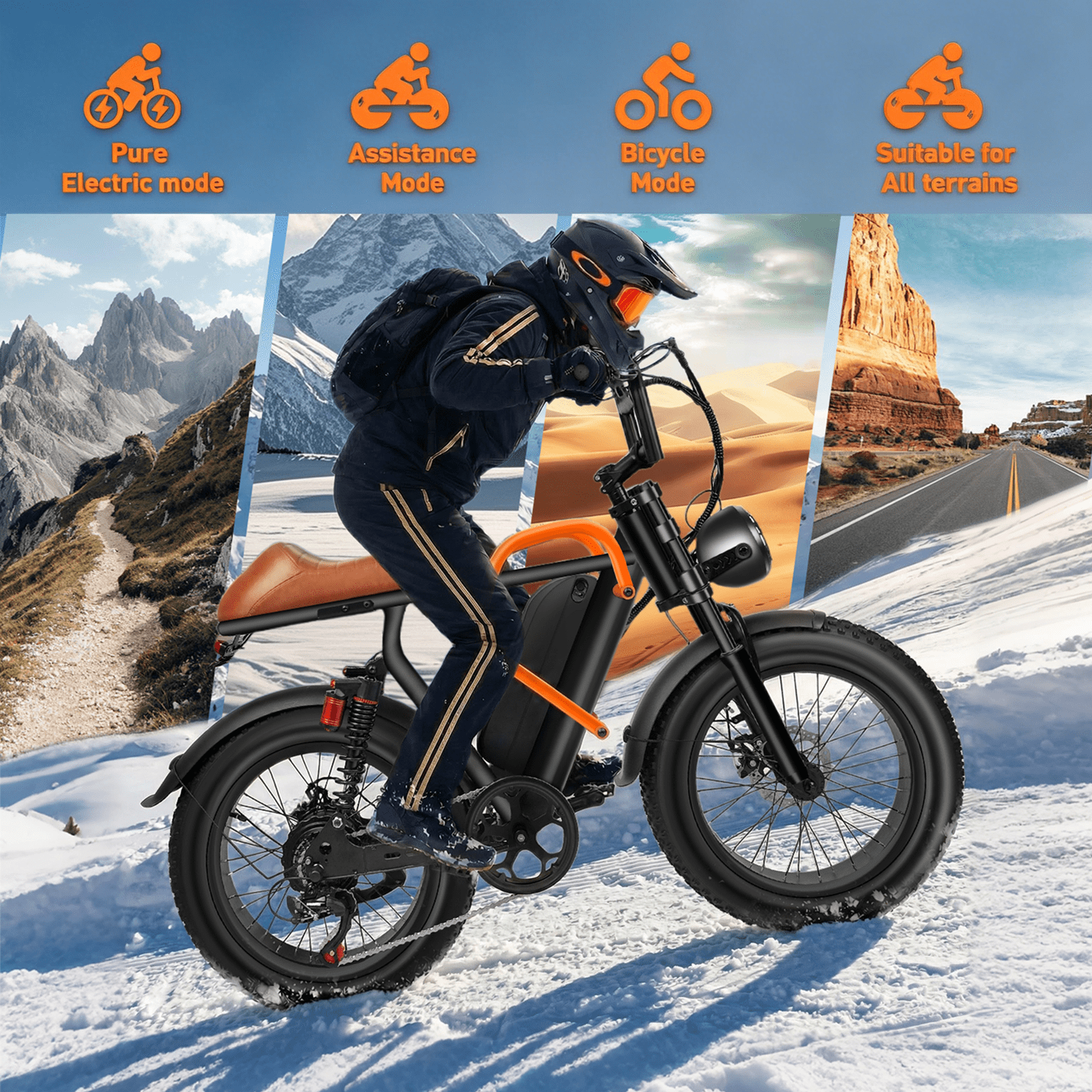 20" Fat Tire Electric Mountain Bike for Adults, 750W Motor 28MPH Electric Bike, Removable 48V 15AH Battery, Dual Suspension & 7-Speed, UL 2849