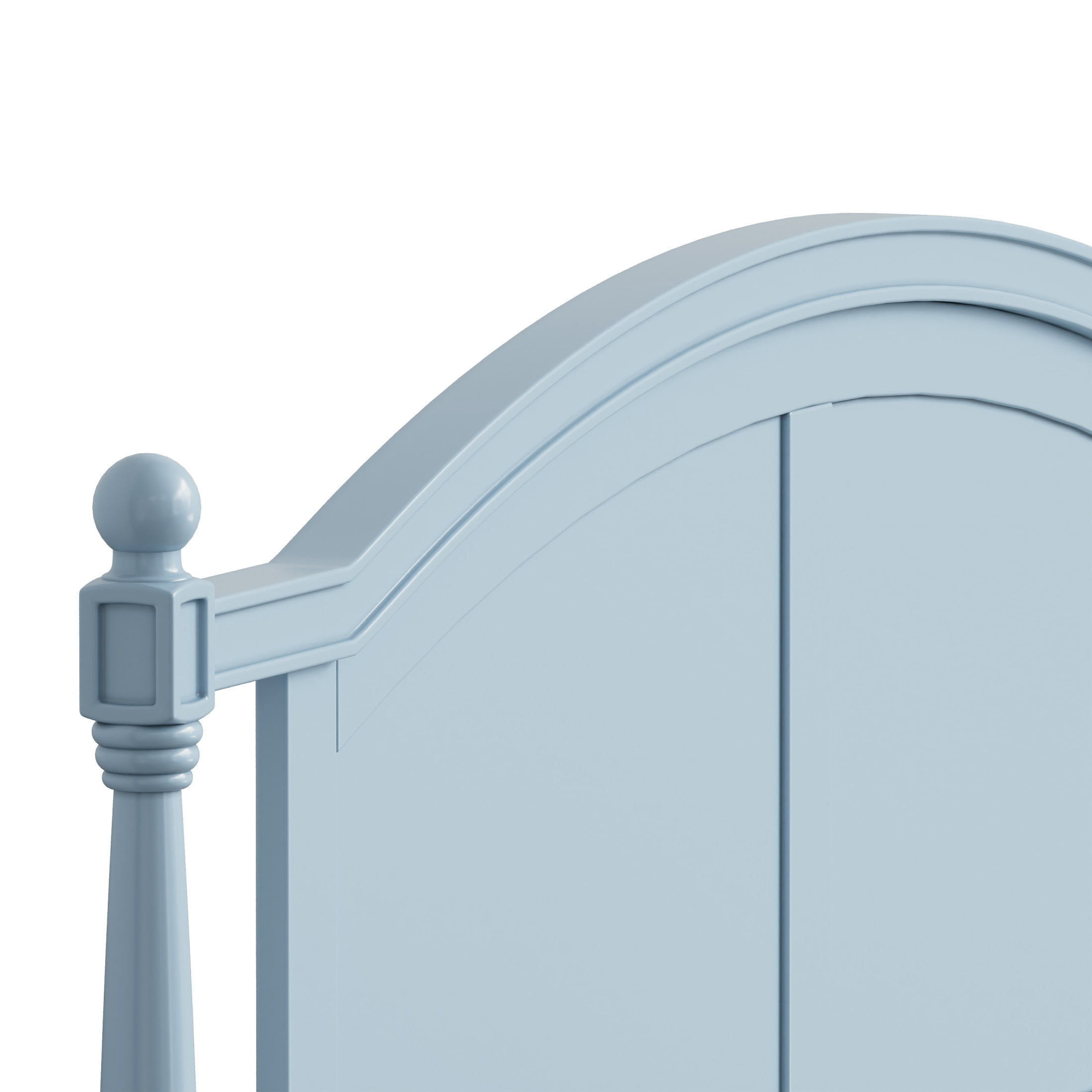 Noble House Norra Traditional Wooden Platform Queen Bed Frame with Arched Headboard, Cottage Panel Bed Frame, Light Blue