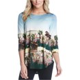thumbnail image 1 of Karen Kane Womens Scenic Print High Low Hem Basic T-Shirt, Multicoloured, X-Small, 1 of 1