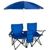Best Choice Products Picnic Double Folding Chair with Umbrella & Table Cooler