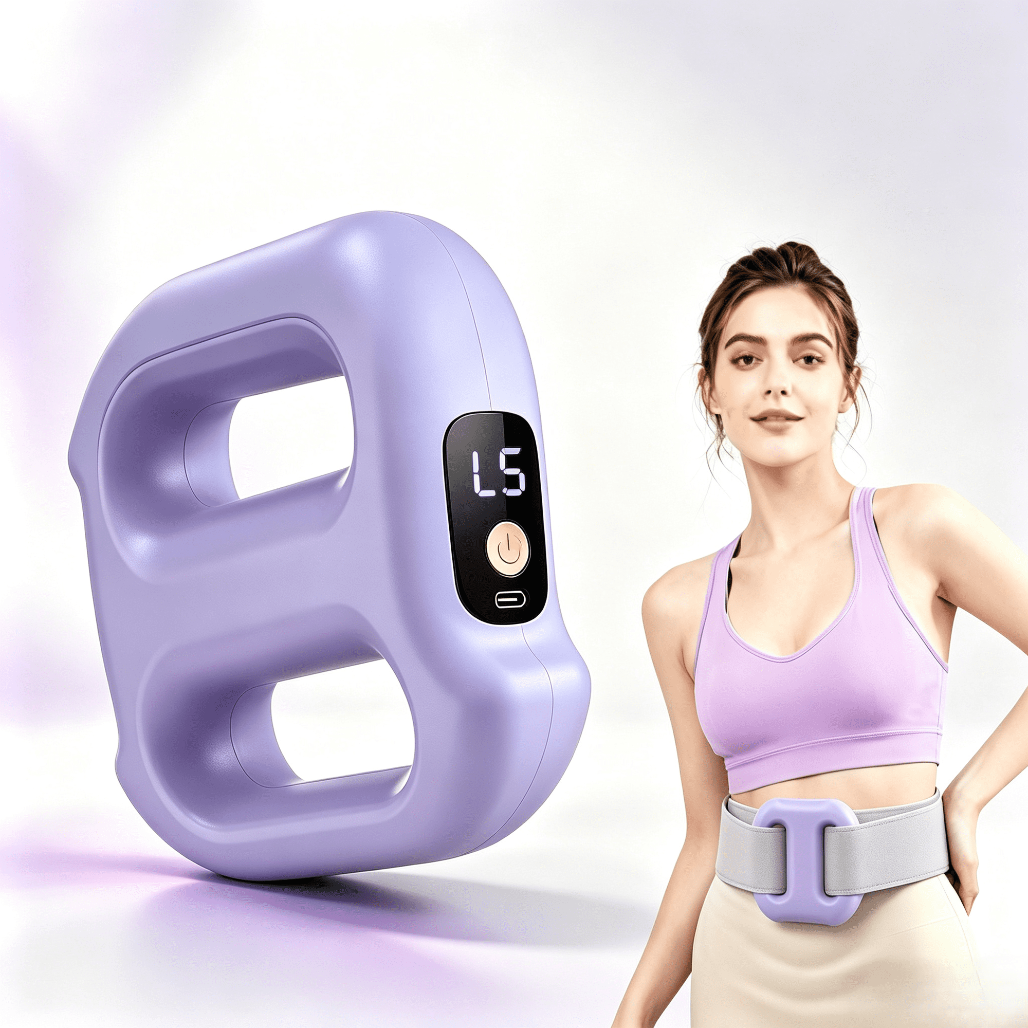 Pastsky Fascia Ring Massager, Handheld Electric Full-Body Fascia Ring, 5 Intensity Levels & 2 Modes, Dual-Ring Fascia Vibration Massager with Belt for Relaxation