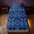 thumbnail image 4 of Homewish Hippie Sun and Moon Twin Sheets, Blue Black Aztec Bedding, 3 Pieces, 1 Flat Sheet, 1 Fitted Sheet and 1 Pillowcase, 4 of 6
