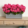 thumbnail image 3 of Nearly Natural Pink 18" Geranium Artificial Plant in Stone Planter UV Resistant, 3 of 4